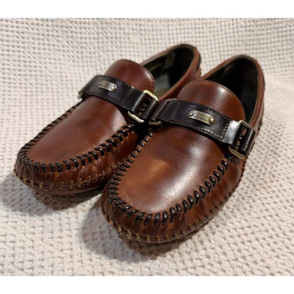 H. S. Trask Leather Cobbler Mens Brown Exposed Stitching Driving Loafer Size 8 - Picture 2 of 4
